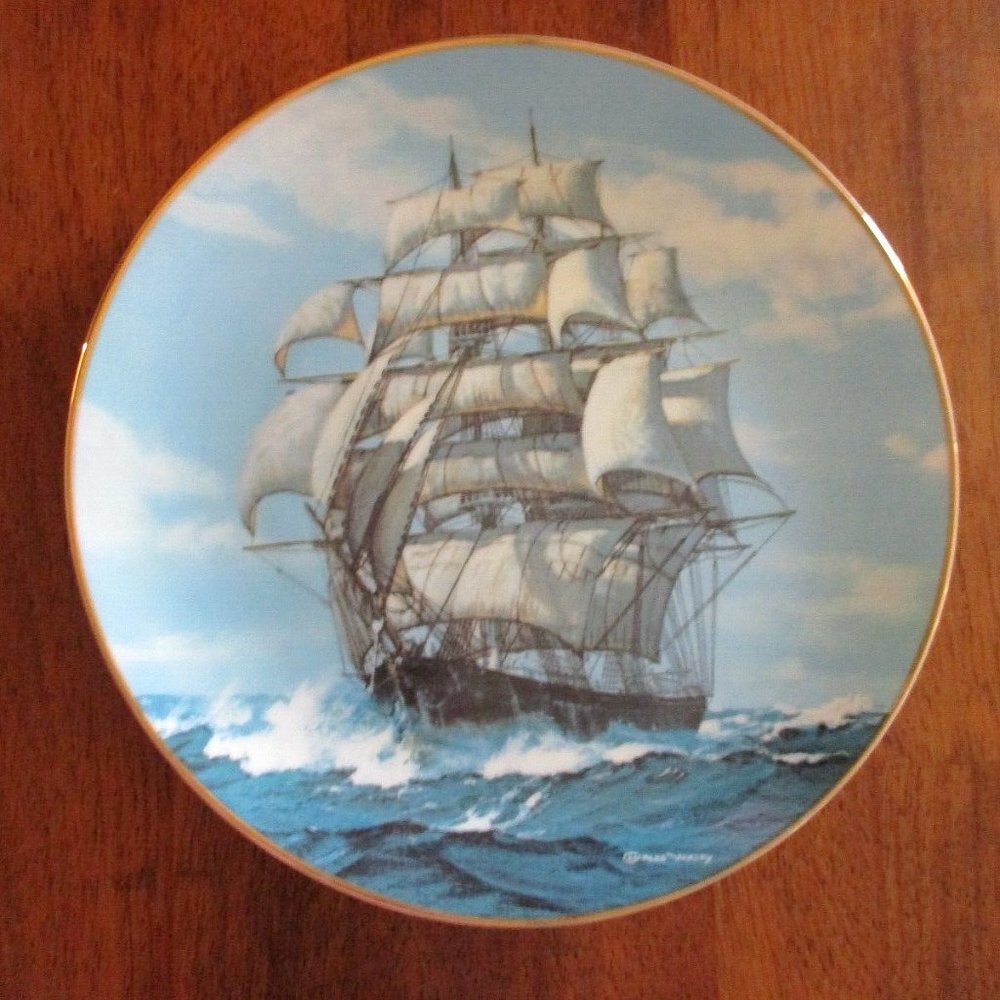 1990 Bradex Charles Vickery The Twilight Under Full Sail Collector Plate Vintage